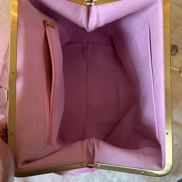 🧁🍡LARGE LEATHER PINK KISS LOCK BAG🍡🧁NEVER USED - Picture 4 of 8